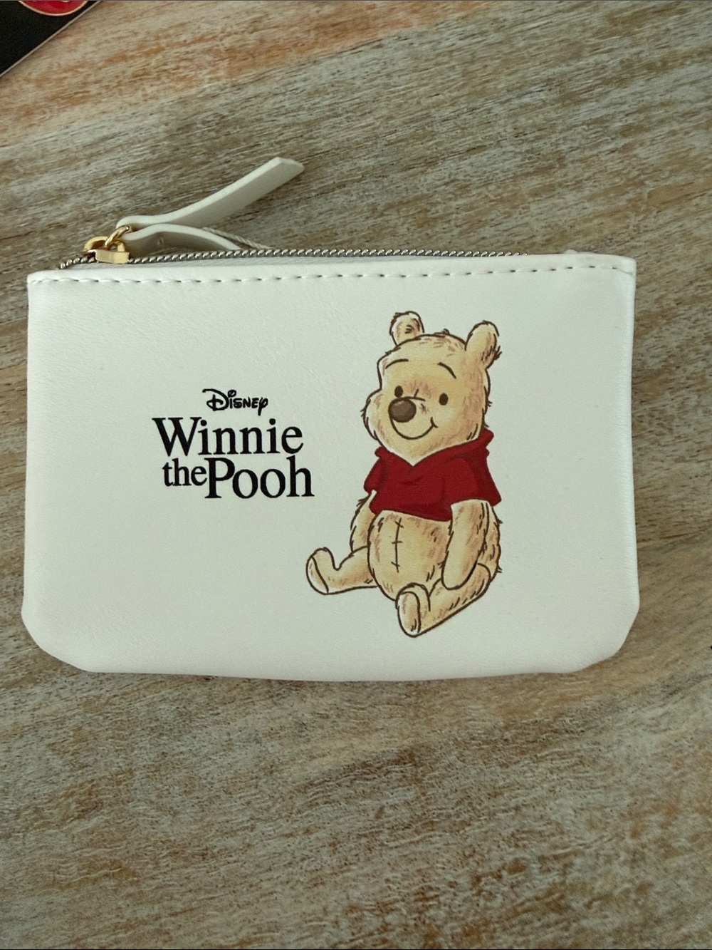 Disney Winnie the Pooh White and Red Zip Coin Pouch